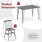 Tangkula Dining Table Set for 4, Kitchen Table and Chairs Set of 4 w/Metal Frame, 360° Swivel Feet, Space-Saving Dinette Table Set for Living Room, Restaurant, Breakfast Nook (Grey Oak)