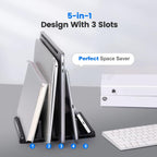 3-Slot Vertical Laptop Stand Holder,Adjustable ABS Plastic Desktop Notebook Dock,Vertical Laptop Stand Space-Saving for All MacBook/Surface/Samsung/HP/Dell/Chrome Book