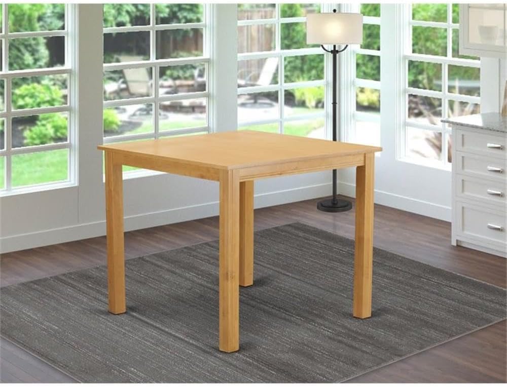 Pemberly Row 42" Square Wood Counter Height Dining Table, Natural Oak Fi...