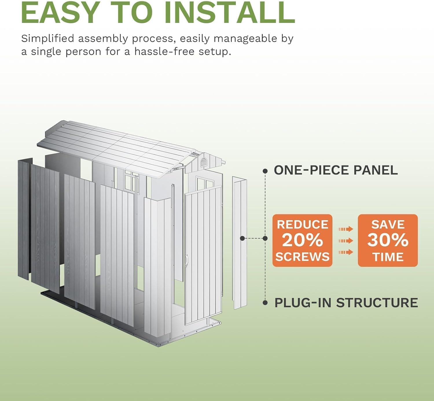 Patiowell 4x8 FT Outdoor Storage Shed with Floor & Windows, Lockable Resin Tool Shed for Garden, Backyard, Patio, and Lawn Equipment - Easy Assembly, All-Weather Protection, Gray (Fit-it Shed)