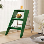 Home Folding Ladder Frame Indoor (Green) Multi Functional Thick Folding Ladder Stool Simple Creative Anti Slip Plastic Edge Table Ladder Frame