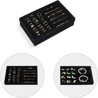 ProCase Stackable Jewelry Organizer Trays for Drawers, Jewelry Drawer Inserts Container Display Case Storage for Earring Necklace Rings Bracelet with Removable Dividers -Allblack, 2 Layers