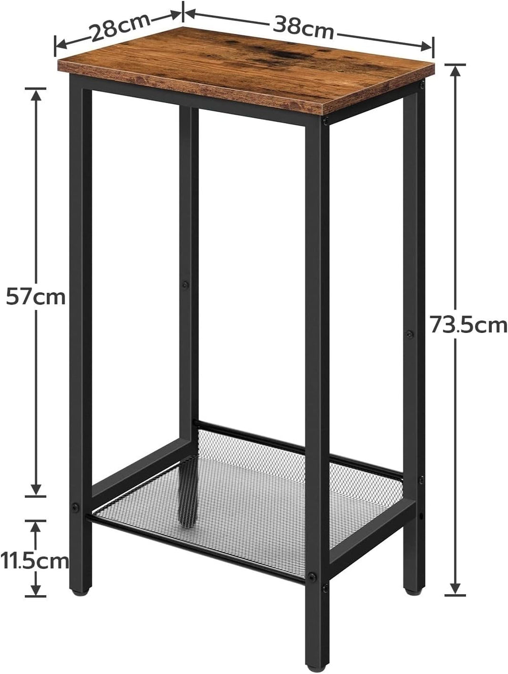 Bedroom Table Telephone Table High Sofa Side Table with Adjustable Mesh Shelf...