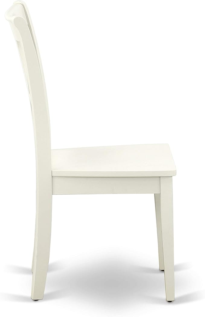 East West Furniture CLC-LWH-W Clarksville Dining Room Chairs - Double Cross Back Wood Seat Chairs, Set of 2, Linen White