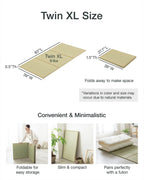 FULI Japanese Tatami Mattress, Foldable Igusa Rush Grass, Natural, Twin XL | Tatami Rug, Japanese Floor Mattress Mat, Made in Japan, 0.5 in thick, firm woven surface, tri-fold design
