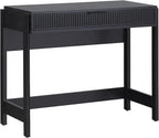 Walker Edison Transitional Office Design, Reeded Drawer Front Detail, Writing Desk with Drawer, Spacious Desktop, Complementary in Living Spaces, 38”W x 16.75”D x 30”H, Black