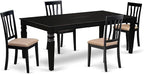East West Furniture LGAN5-BLK-C 5 Piece Dinette Set for 4 Includes a Rectangle Dining Table with Butterfly Leaf and 4 Linen Fabric Dining Room Chairs, 42x84 Inch, Black