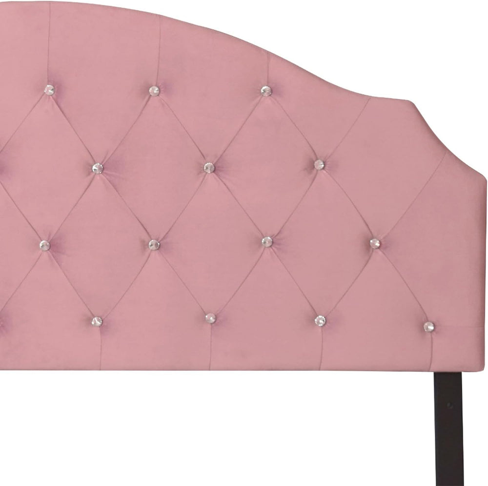 HOME DESIGN Evelina King Diamond Tufted Velvet Headboard, Pink