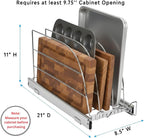 HOLDN’ STORAGE Pull Out Organizer for Bakeware, Cutting Board and Trays, Adjustable Dividers - Heavy Duty, Lifetime Limited Warranty - For Narrow Cabinet Spaces, 8.5”W x 21”D x 11”H, Chrome