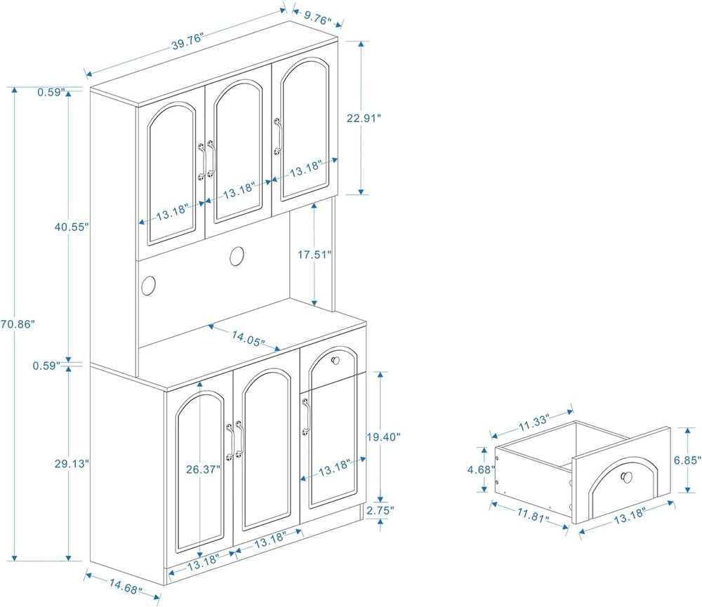 71" Pantry Cabinet,Freestanding Tall Cupboard Storage Cabinet with a Dra...