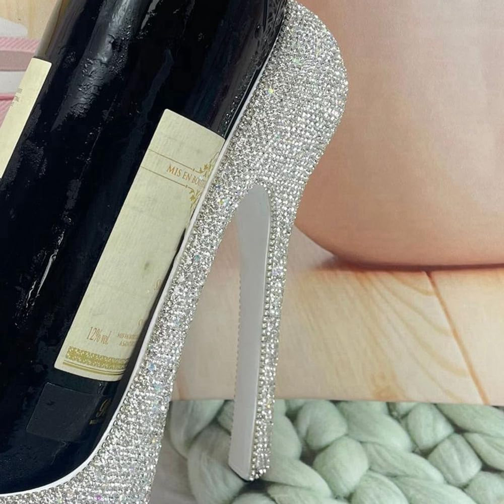 Elegant Rhinestone High Heel Wine Rack - Shoe Design Wine Bottle Holder, Idea...