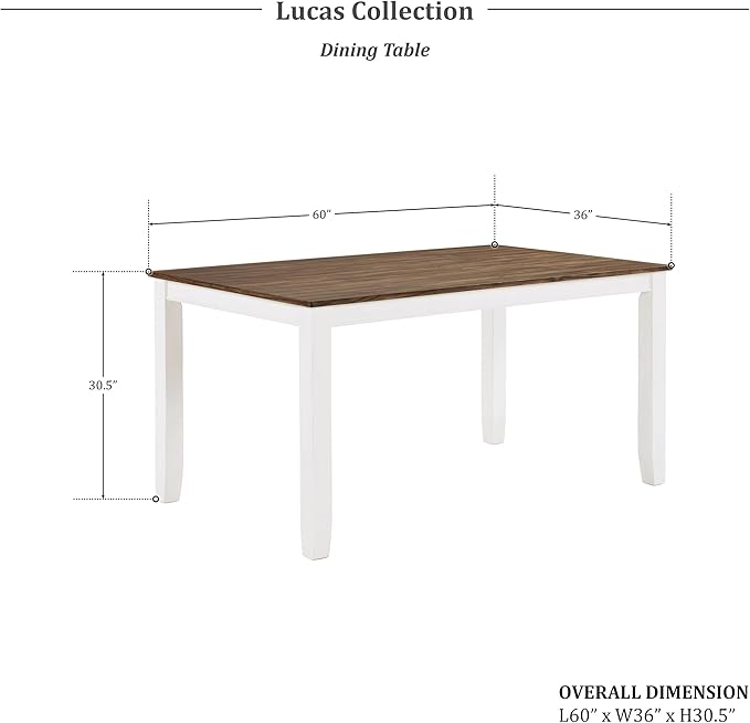 Lexicon Dining Table Set for 6 with Chairs, Wood 7 Piece Farmhouse Dining Room Table and Chairs Set of 6, Cross Back, Easy Assembly Seater for Indoor Home, Dinner, Kitchen, Cherry/White