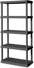 Sterilite 3-Pack 5 Shelf Unit, Heavy-Duty Shelving Storage Rack for Home and Garage, Gray - Multipurpose Plastic Organizer Shelves for Smart Organization