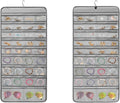 Travel Jewelry Organizer Dual Sided Hanging Earring Holder Bracelet Storage Rolls Rings Display Case with 68 Zippered Pockets (GREY)