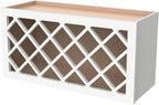 Solid Wood RTA Wine Bottle Rack Wall Cabinet with Lattice Panels - Wine Storage for Bar, Pantry, Cellar - Mocha (Origami White, 30'W 12'D 15'H)