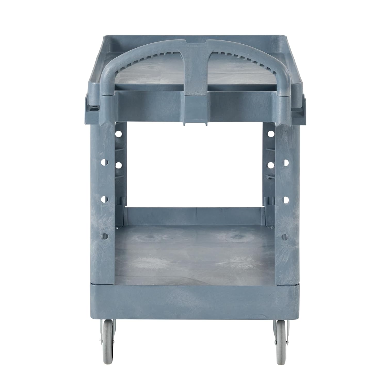Rubbermaid Commercial Products BRUTE Heavy Duty 2-Shelf Utility/Service Cart, Medium, Lipped Shelves, Ergonomic Handle, 500 lbs. Capacity, Gray, for Warehouse/Garage/Cleaning/Maintenance/Stadiums