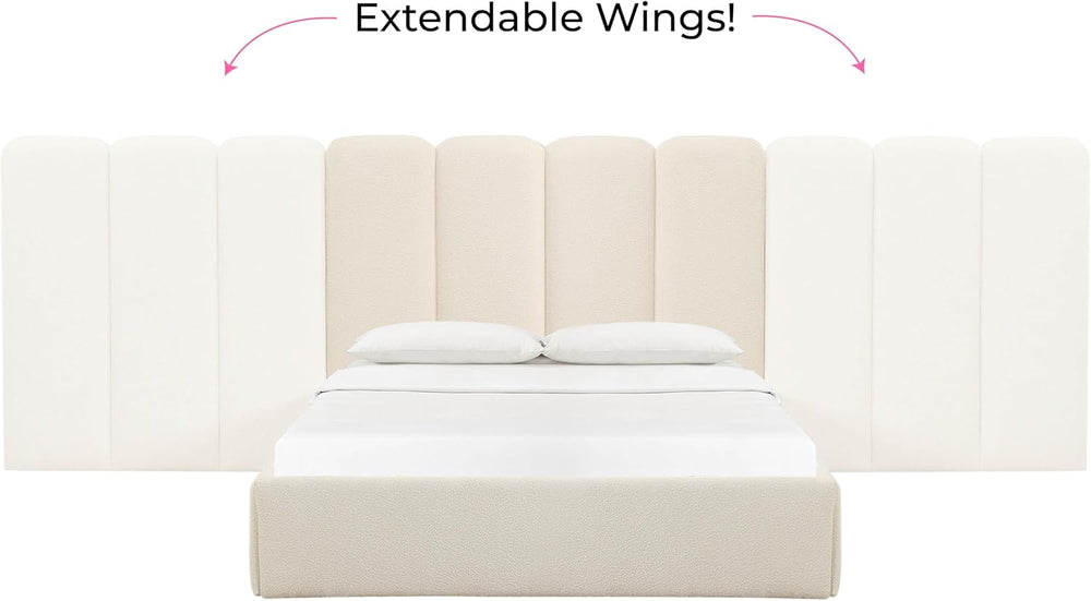 Tov Furniture Palani Cream Boucle Wings - Queen or King (Set of 2)