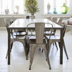 Yaheetech Metal Dining Chairs Set of 4, Industrial Stackable Kitchen Chairs with Back for Dining Room/Restaurant/Bistro/Patio, Indoor & Outdoor Use, Gun Metal