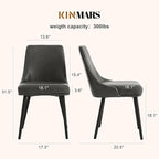 Modern Upholstered Dining Chairs Set of 2 with Thick Seat Cushion and Curved Back, Synthetic Leather Mid-Century Dinner Chair for Kitchen, Dining Room,Cafe (Faux Leather-Gray, Set of 2)