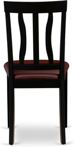 East West Furniture HLAN5-BCH-LC 5 Piece Dining Set Includes a Round Dining Table with Pedestal and 4 Faux Leather Kitchen Room Chairs, 42x42 Inch, Black & Cherry
