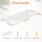 Lifewit Floating Shelves for Wall, 12 Pack Clear Acrylic Shelf 15" Room Decor for Bookcase/Vinyl Record Display/Photo/Picture in Bedroom, Living Room, Bathroom, Kitchen Storage and Organization