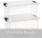 Superio Storage Bins with Lids- 8 Pack, 1.85 Qt Clear Boxes for Organizing, Stackable Plastic Containers- BPA Free, Non-Toxic, Odor Free, Organizer for Home, Office, Dorm