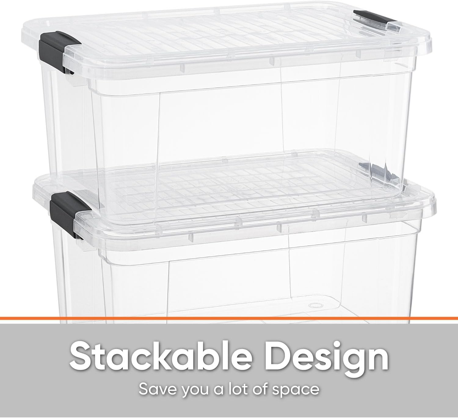 Superio Clear Storage Bins with Lids, Stackable Storage Box with Latches and Handles, Extra Small, 6 Pack 1.75 Quart