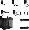 Slatwall Hooks Accessory 14 Pcs, Heavy Duty Single and Double Slatwall Hooks & Hanger Metal Accessories with 6 Slatwall Bin, 1x Slatwall Basket with Zipper