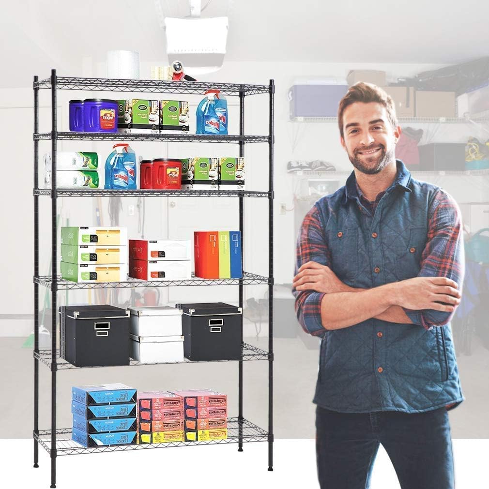 Meet perfect 6-Tier Wire Shelving Unit, 72" H x 42" W x 16" D Heavy Duty Metal Storage Shelves, 1500LBS Total Weight Capacity Adjustable Standing Shelf Rack with Leveling Feet