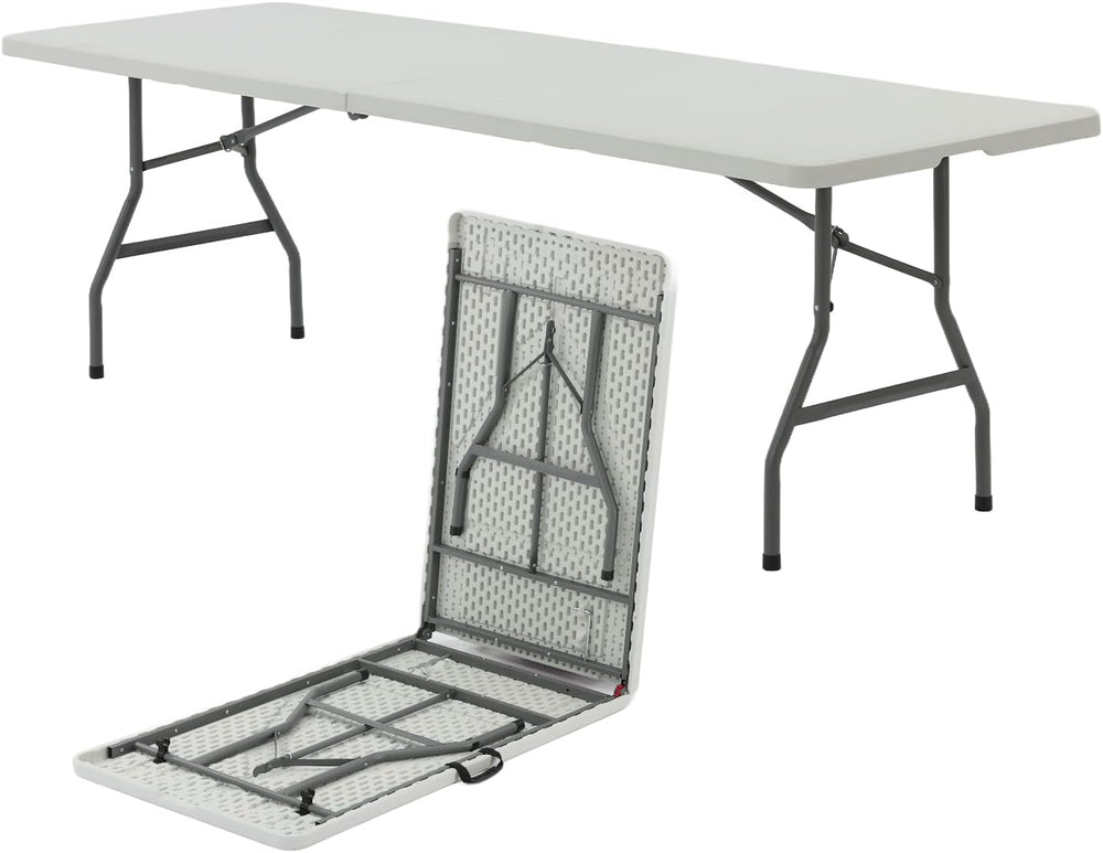 SEALAMB Portable 8FT Plastic Folding Table for Indoor & Outdoor, Heavy Du...
