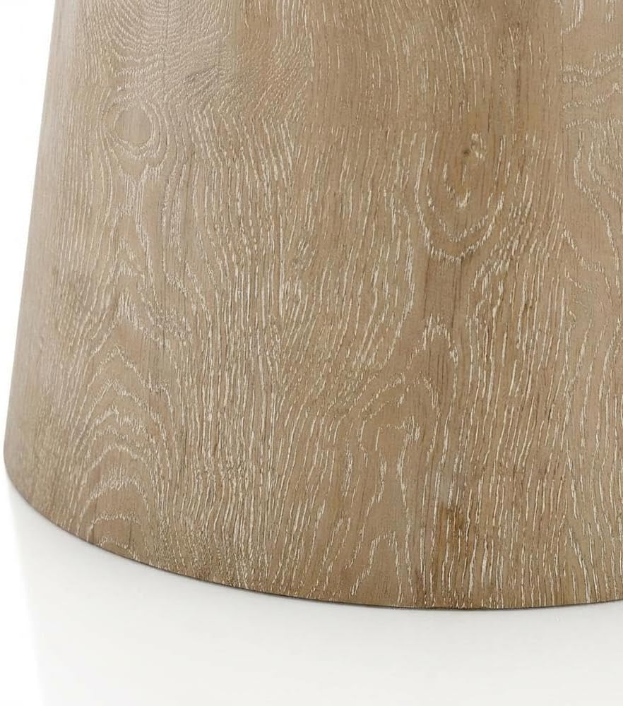 Starlight Canyon Home White Modern Round Solid Wood Pedestal End Table with E...