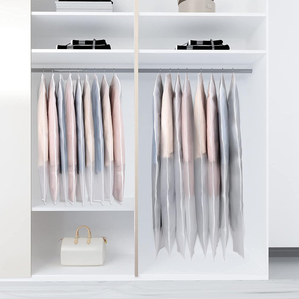 Univivi Clear Garment Bags for Hanging Clothes, Suit Cover, 60 inch, 6 Pack | Long Dress Bags with Nylon Zipper, PEVA, Washable Foldable Suit Cover for Storage Long Dress, Gown, Suit, Long Winter Coat