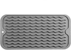 Silicone Dish Drying Mat for Multiple Usage,Easy clean,Eco-friendly,Heat-resistant Silicone Mat for Kitchen Counter or Sink,Refrigerator or Drawer Liner Grey S 12 inches x 6 inches