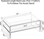 Acrylic Monitor Stand Riser, 2 Tier Clear Computer Monitor Stand for Home Office Business, PC Desk Stand Monitor Riser for Keyboard Storage, Laptop, Printer and TV Screen -12x7.2x5.12 inches