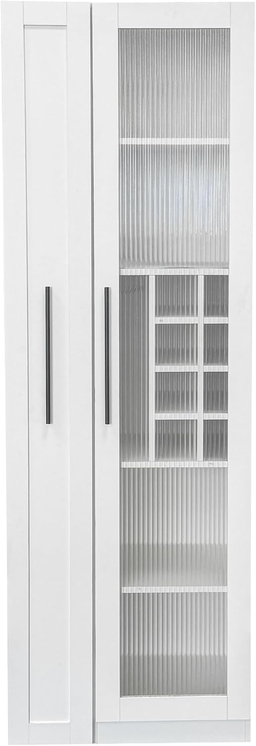 Kitchen Pantry Cabinet with 5-Tier Slim Mobile Shelving Cart, Narrow Pull-Out...