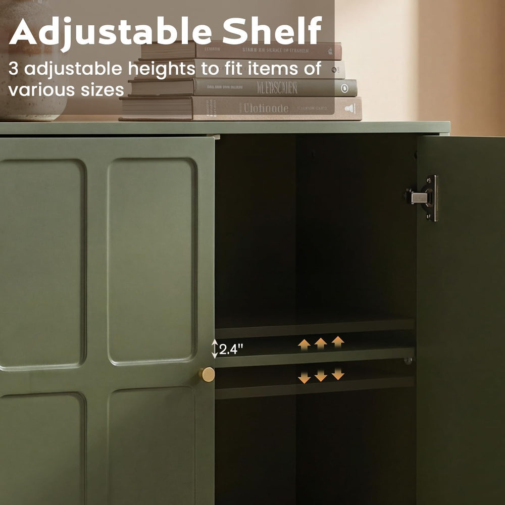 Forest Green Storage Cabinet with 2 Doors and Adjustable Shelf