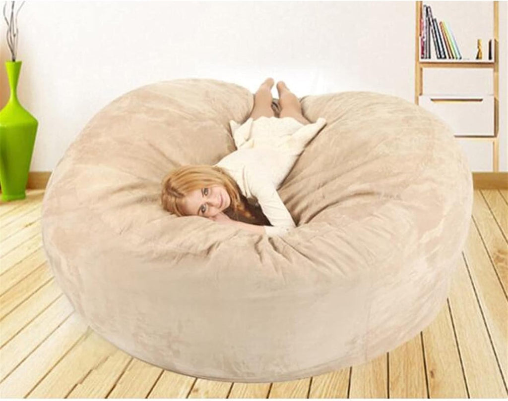 Bean Bag Chair Cover(no Filler),Adults Luxurious Giant 6/7/8ft Huge Bean Bag Chair for Organizing Children Plush Toys or Memory Foam (Color : Light Blue, Size : 8ft)