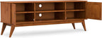 SIMPLIHOME Draper TV Stand - 72 inch Wide Solid Wood Media Console in Teak Brown, Mid Century Modern Entertainment Center for Living Room for TVs up to 80 Inches with Cabinets and Cable Management