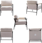 DUOMAY Beige Modern Accent Chair Chenille Upholstered Lounge Bedroom Chair with Metal Legs Comfy Lightweight Living Room Chair Armchair for Home Reading