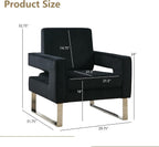 Velvet Accent Chairs Set of 2, Modern Armchair, Black | Stainless Steel Base, Soft Velvet Upholstery, Thick Padded Seat, 350 LBS Weight Capacity, For Living Room and Home Office