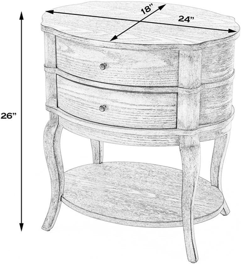 Beaumont Lane Oval 2-Drawer Side Table, Antique Beige Finish, Poplar Hardwood...