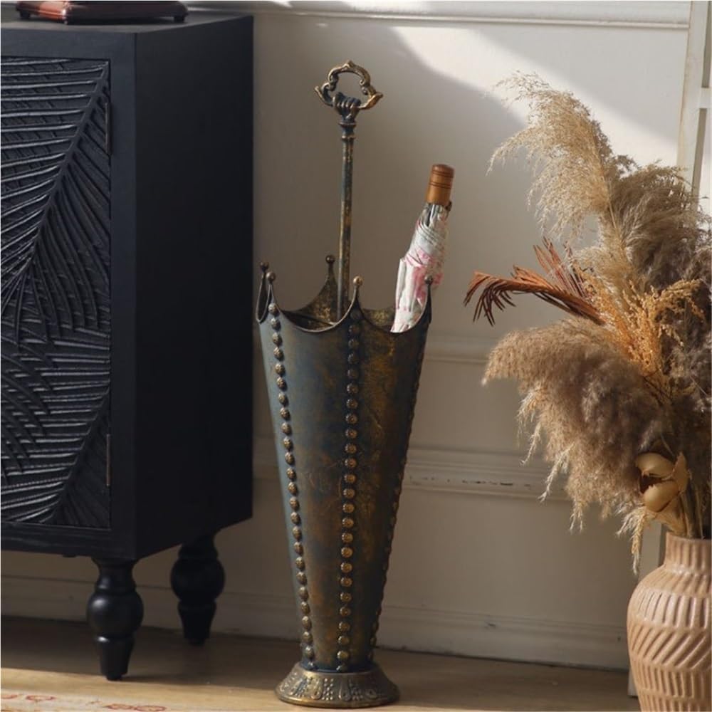 Vintage Metal Umbrella Holder, Retro Freestanding Cane Holder | Creative Umbrella Shape Home Decor, Multifunctional Umbrella Stand for Home and Commercial Spaces