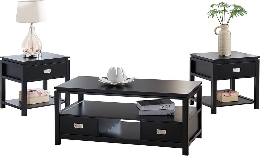 KB Designs - 3 Piece Living Room Coffee Table and End Table Sets, with Storag...
