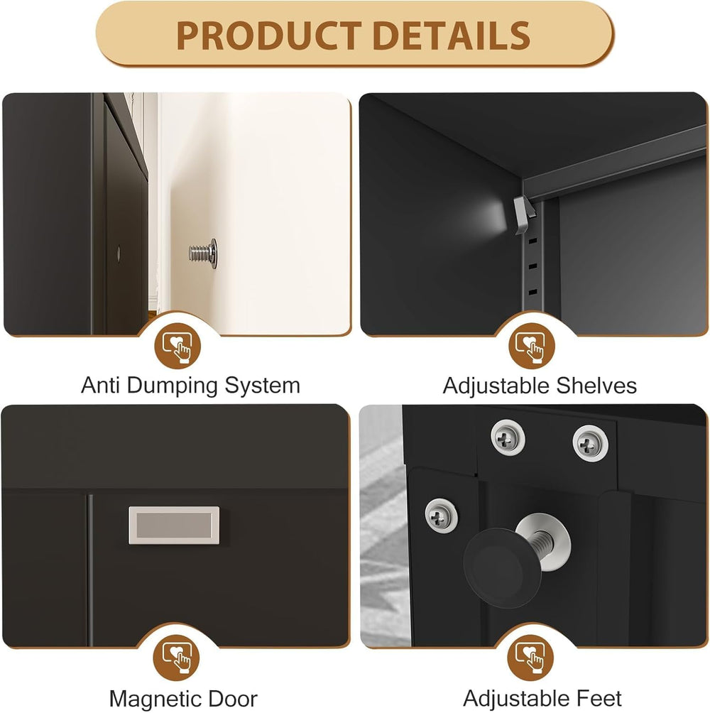 Tall Metal Narrow Bathroom Storage Cabinet 67" H, Tall Black Pantry Cabi...