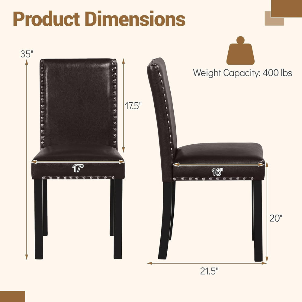 GOFLAME Upholstered Dining Chairs Set of 2, Faux Leather Parsons Chairs with ...