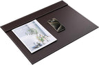 KINGFOM Ultra-Smooth PU Leather Desk Pad & Mat Office Desk Drawing & Writing Board A3/ A4 File Paper Clip Table Protector Mat on Top Large 24''x18'' (Brown)
