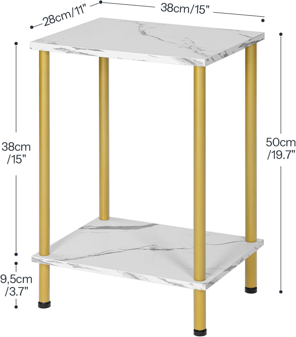 HOOBRO End Table, Small Side Table, Nightstand with 2-Layer Storage Shelves, ...