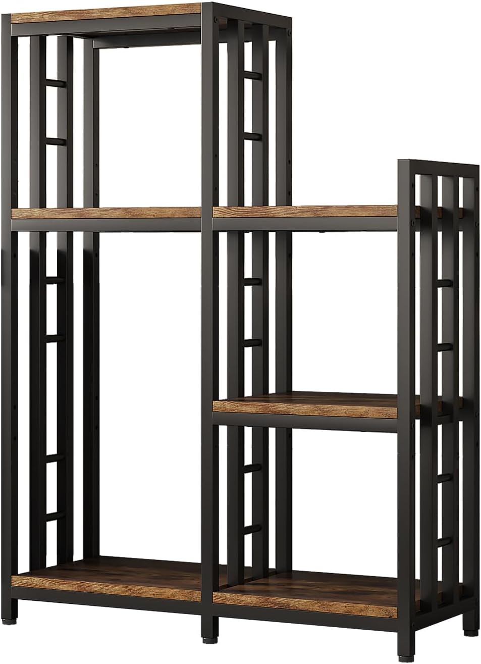 6-Tier Kitchen Bakers Rack, Freestanding Mini Fridge Stand Height Adjustable Bakers Rack with Storage, Sturdy Microwave Stand with Storage, Mini Fridge, Coffee Bar for Living Room Rustic Brown