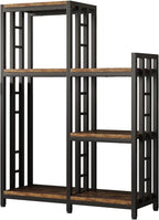 6-Tier Kitchen Bakers Rack, Freestanding Mini Fridge Stand Height Adjustable Bakers Rack with Storage, Sturdy Microwave Stand with Storage, Mini Fridge, Coffee Bar for Living Room Rustic Brown