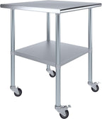 AmGood 30" Long x 30" Deep Stainless Steel Table with Casters